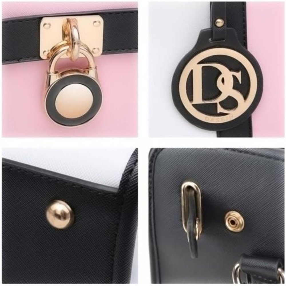 Women 2 Sets - Handbags and Wallet Set - Pink White Black Color - Picture 8 of 10